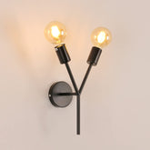 Apliques de pared de 2 luces, lámpara de pared industrial, lámpara de pared vintage para interiores, para espejo, dormitorio, mesita de noche, sala de estar, pasillo (negro)